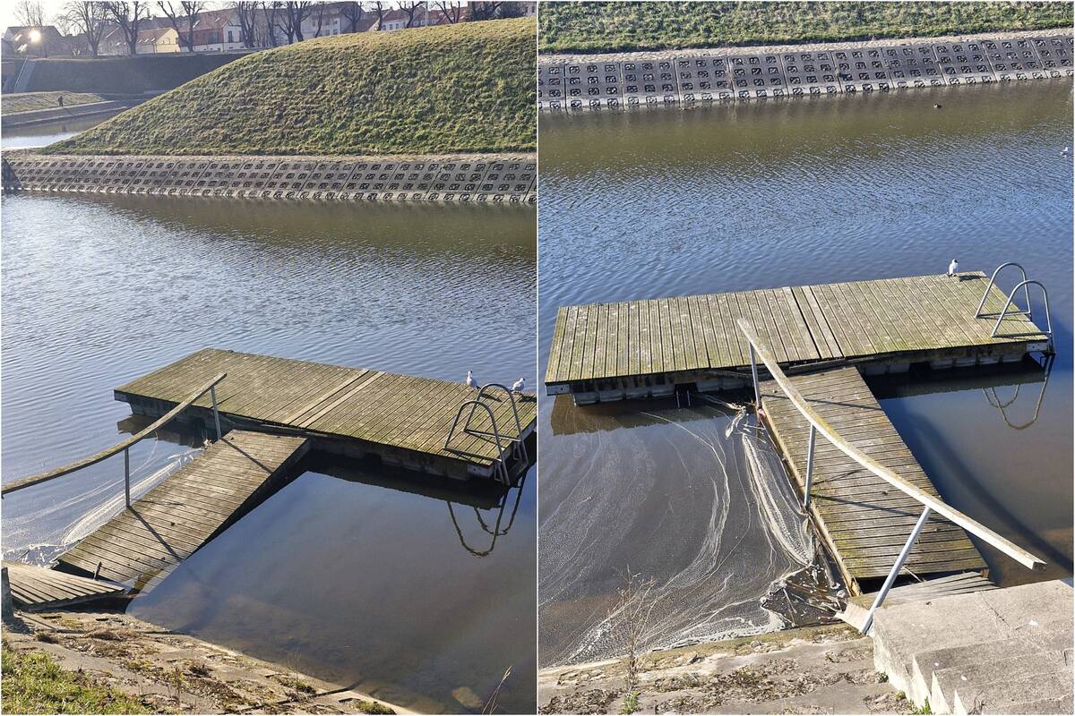 Vandalizmas: po žiemos suniokoti beveik visi Jono kalnelio kanale esantys pontonų liepteliai.