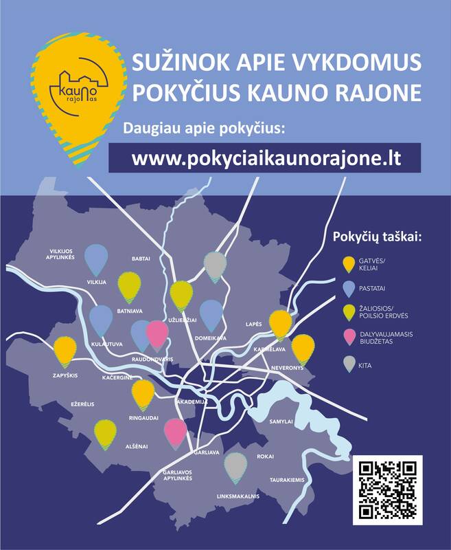 Pagalba: svetainėje pokyciaikaunorajone.lt rasite nuolat pildomą darbų žemėlapį.