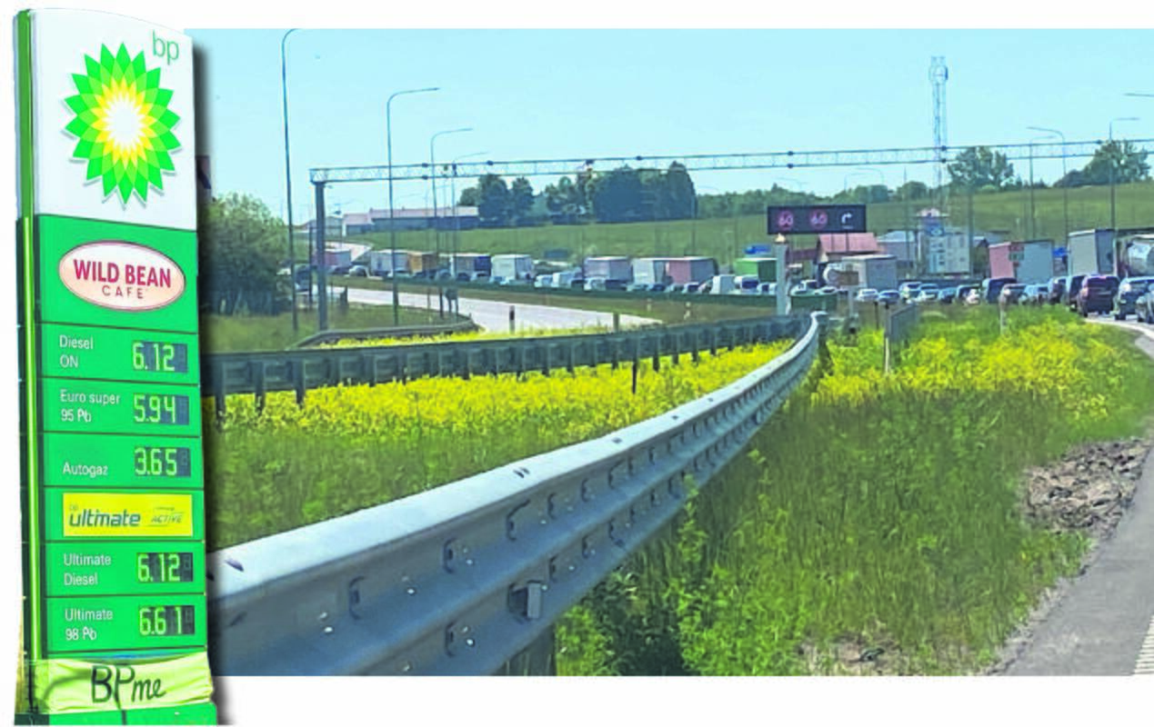 Eilė: lietuviai šeštadienį traukė į Lenkiją pigesnio alaus, mėsos ir degalų. Benzino litras vos pervažiavus sieną kainavo 5,94 zloto (1,4 euro), dyzelinas – 6,12 zloto (1,44 euro). Susidarė įspūdis, kad jokios degalų krizės šioje šalyje apskritai nėra.