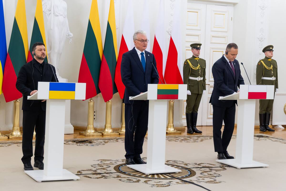 Volodymyras Zelenskis, Gitanas Nausėda ir Karolis Nawrockis