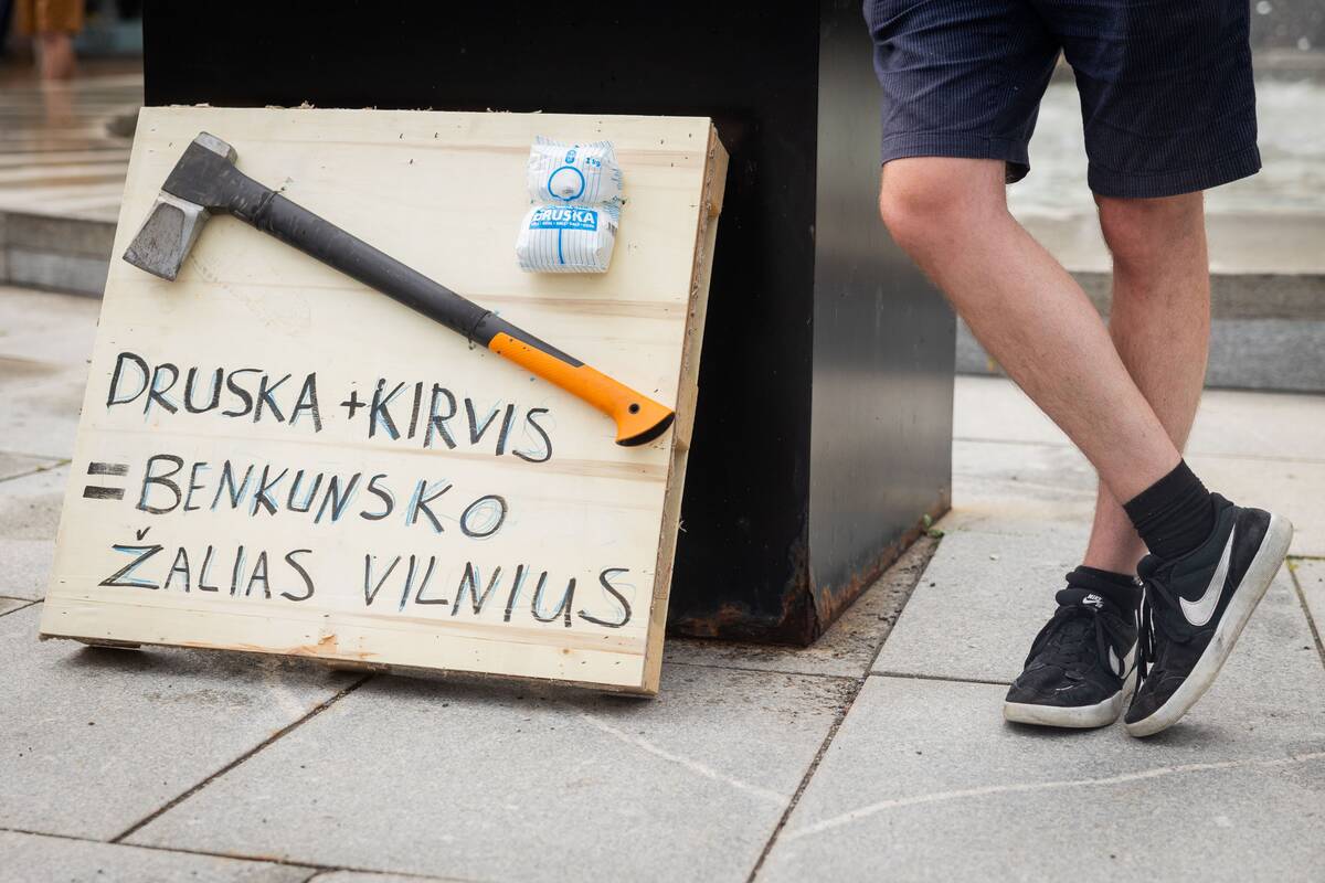 Vilniuje – protestas prieš planuojamą 327 medžių kirtimą ir gamtos niokojimą