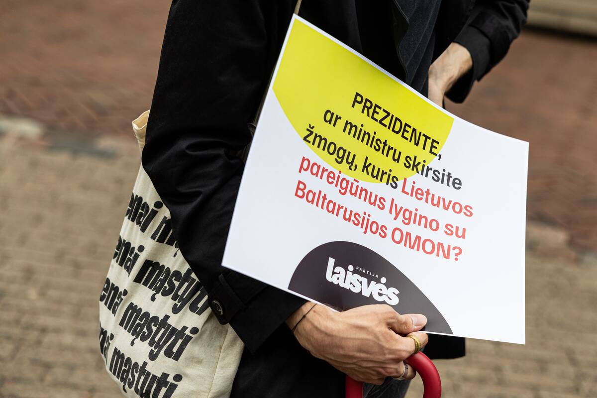 Laisvės partijos protestas prieš Katelyno paskyrimą į vidaus reikalų ministrus