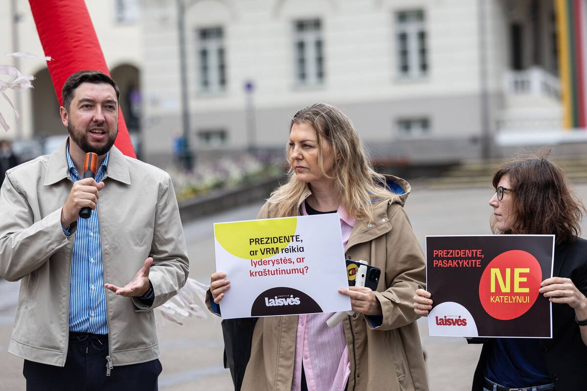 Laisvės partijos protestas prieš Katelyno paskyrimą į vidaus reikalų ministrus