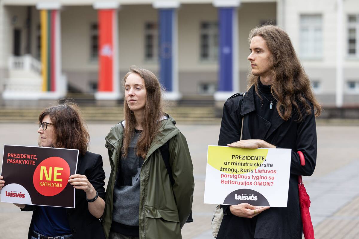 Laisvės partijos protestas prieš Katelyno paskyrimą į vidaus reikalų ministrus