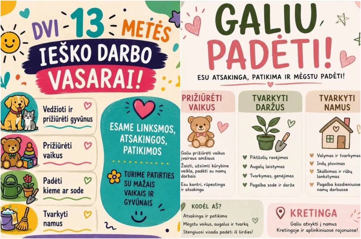 Sumanu: vis dažniau pasirodo nepilnamečių skelbimų, kuriuose jie ieško darbo.