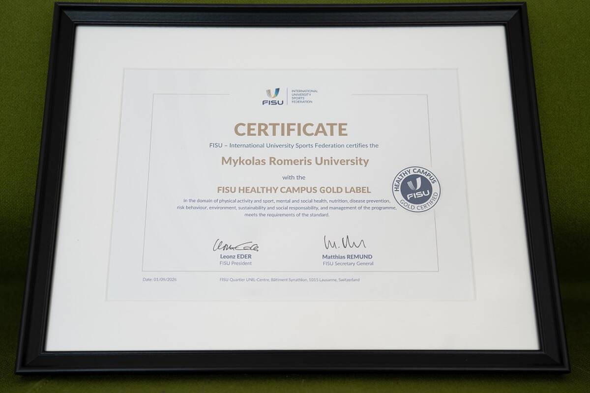 
<span>Mykolo Romerio universitetui suteiktas FISU „Healthy Campus Gold“ įvertinimas</span>
