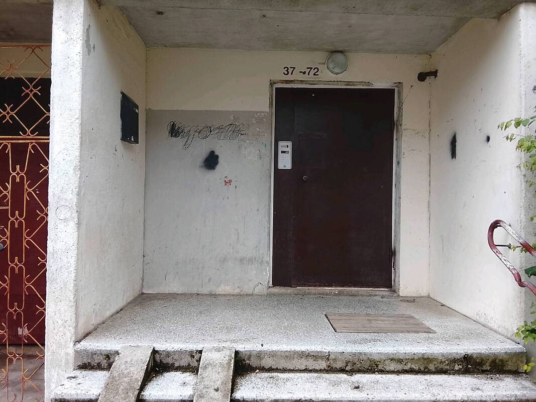 Vandalizmas: vieno Bandužių gatvės daugiabučio siena – išterliota grafičiu.