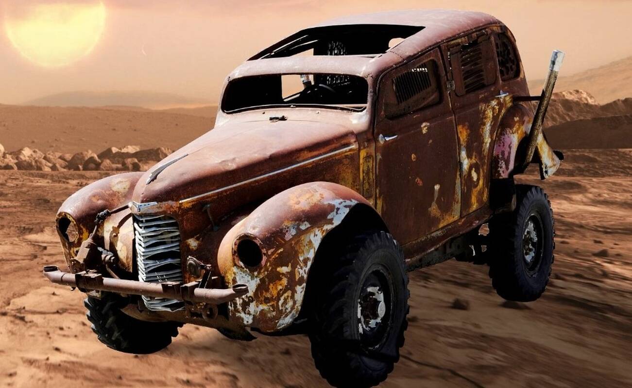Važiuojantis: už iš „Hillman Minx“ ir „Mitsubishi L300“ sulipdytą leisgyvį „Buzzard“ prašoma 6,5 tūkst. eurų.