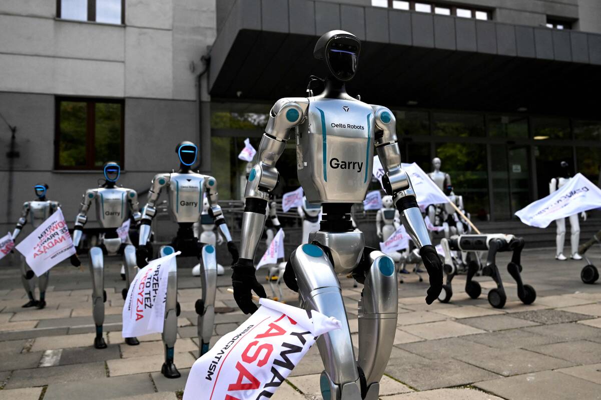 
<span>Lenkijoje surengtas robotų protestas prieš sparčią dirbtinio intelekto plėtrą</span>
