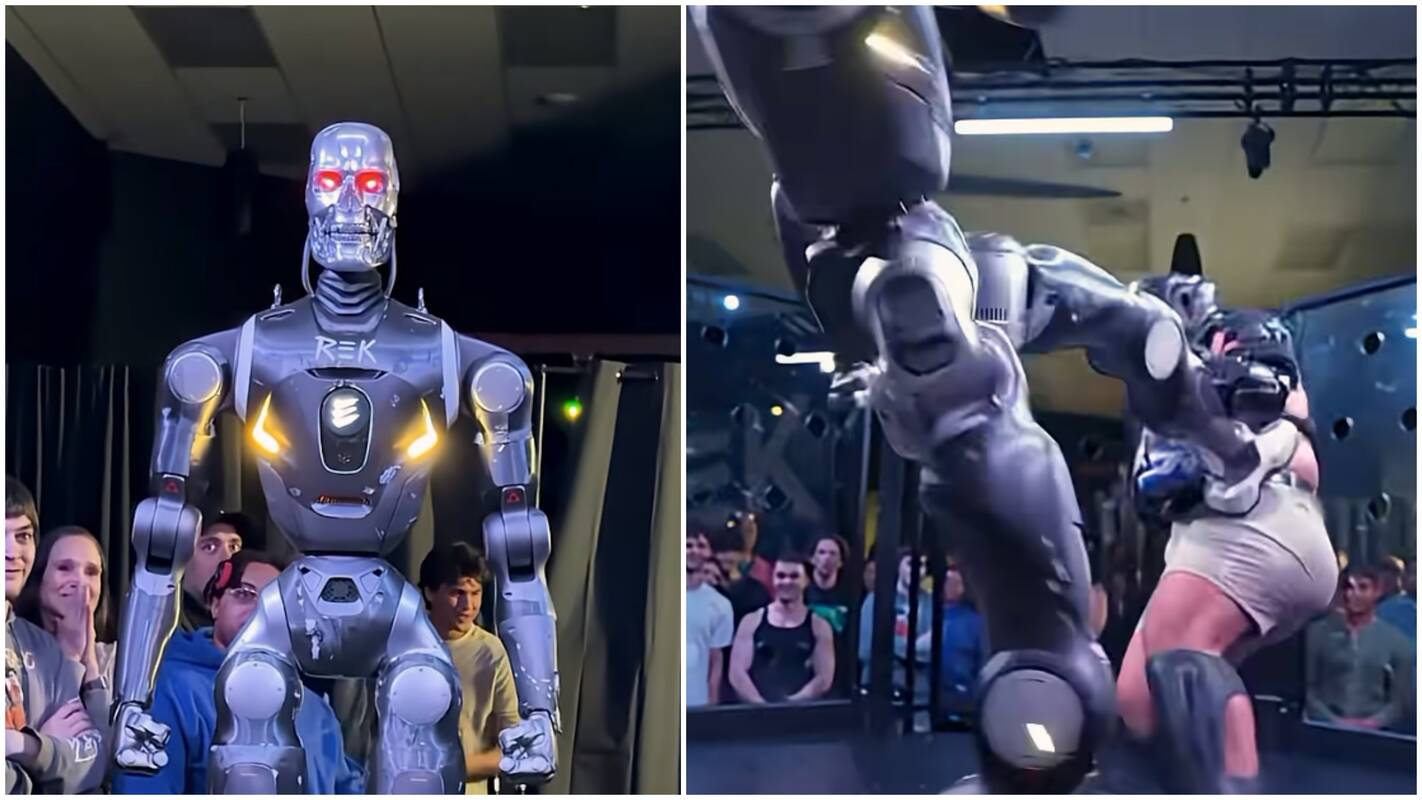 
<span>Pirmą kartą žmogus ringe susikovė su robotu</span>
