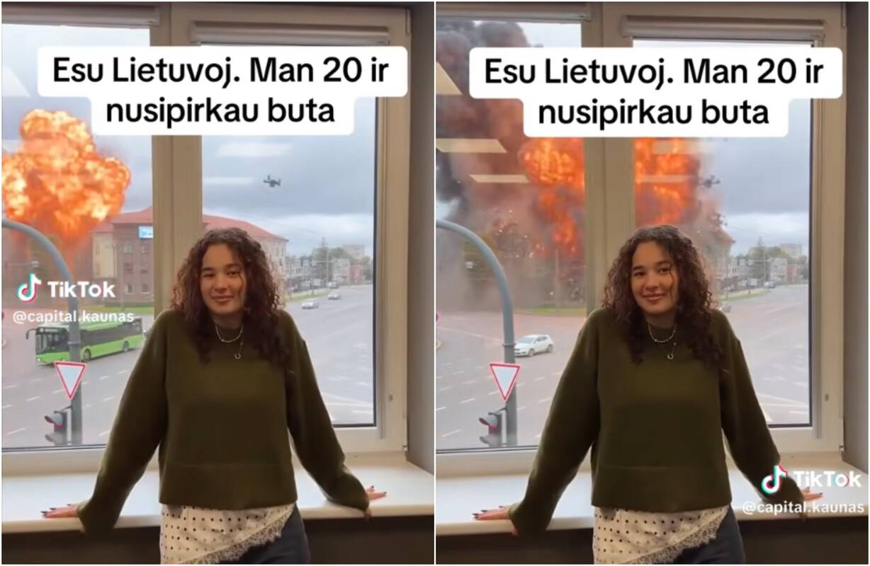 
<span>Šokiruojanti NT agentūros reklama: fone – sprogstantys Kauno pastatų vaizdai</span>
