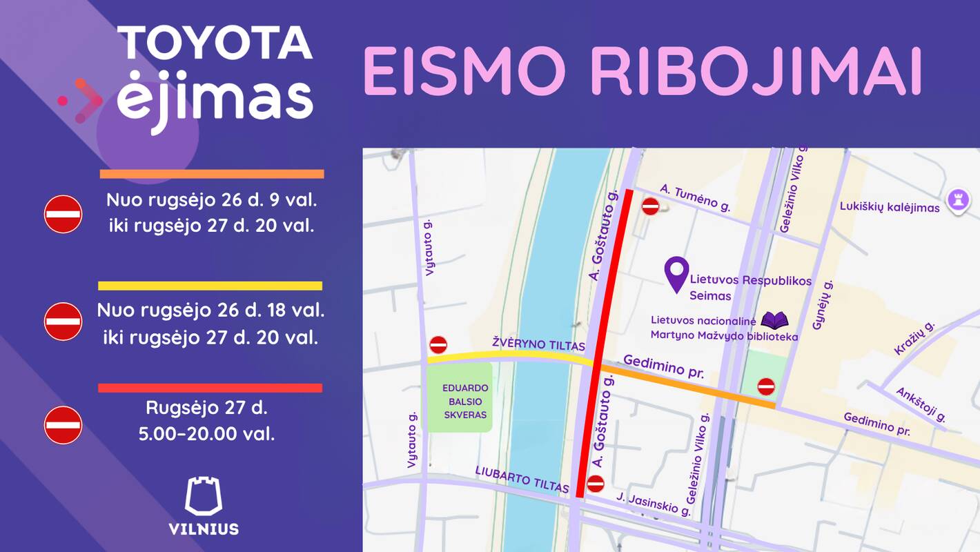 
<span>Vilniaus centre keisis eismas ir viešojo transporto maršrutai </span>
