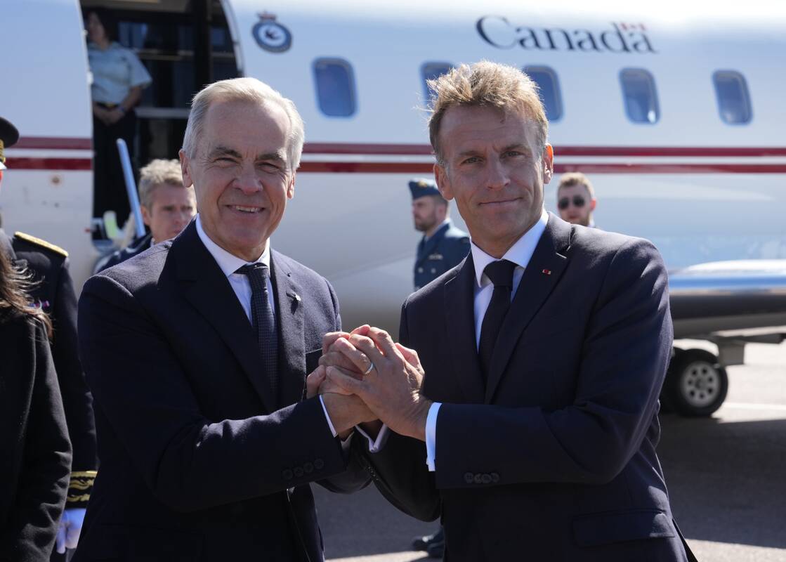  Markas Carney ir Emmanuelis Macronas