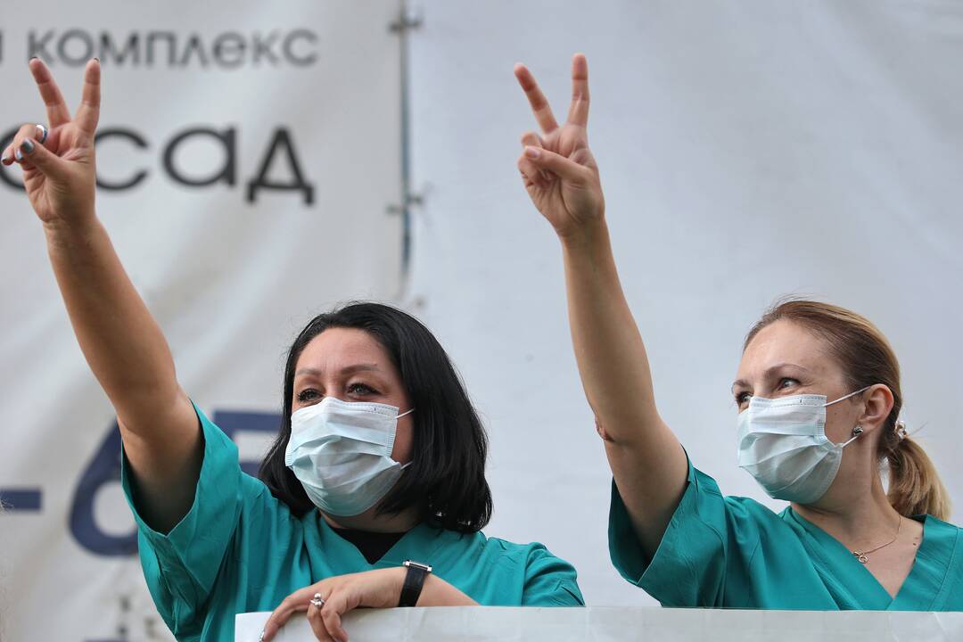 Minske sulaikyta daugiau kaip 10 proteste dalyvavusių medikų