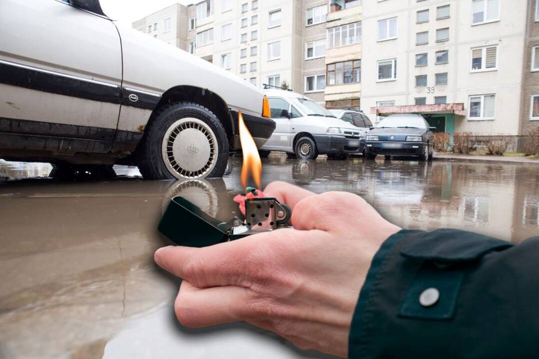 Klaipėdoje neblaivus vyras bandė padegti automobilį