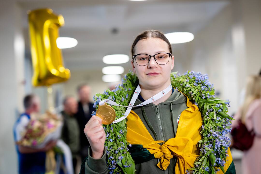 Pasaulio bokso čempionės G. Stonkutės sutiktuvės Vilniaus oro uoste