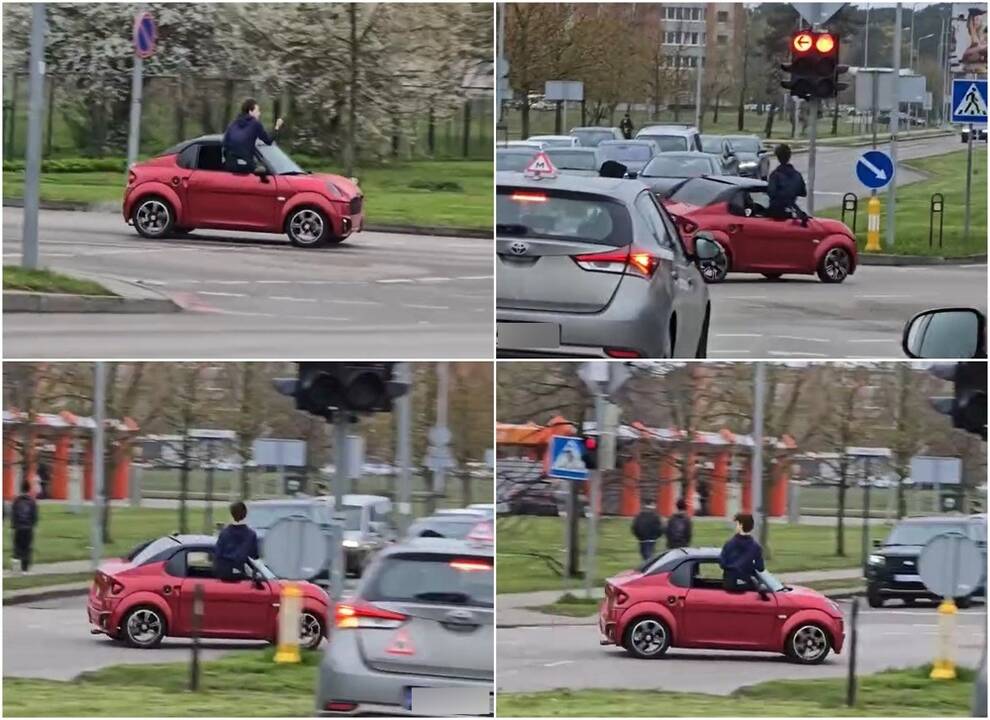 Užfiksavo: pavojingai manevruojančius paauglius sankryžoje užfiksavęs vairuotojas pašiurpo dėl tokio pavojingo nepilnamečių elgesio.