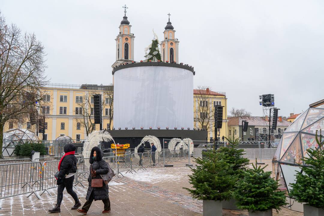 Kauno Kalėdų eglė prieš įžiebimą