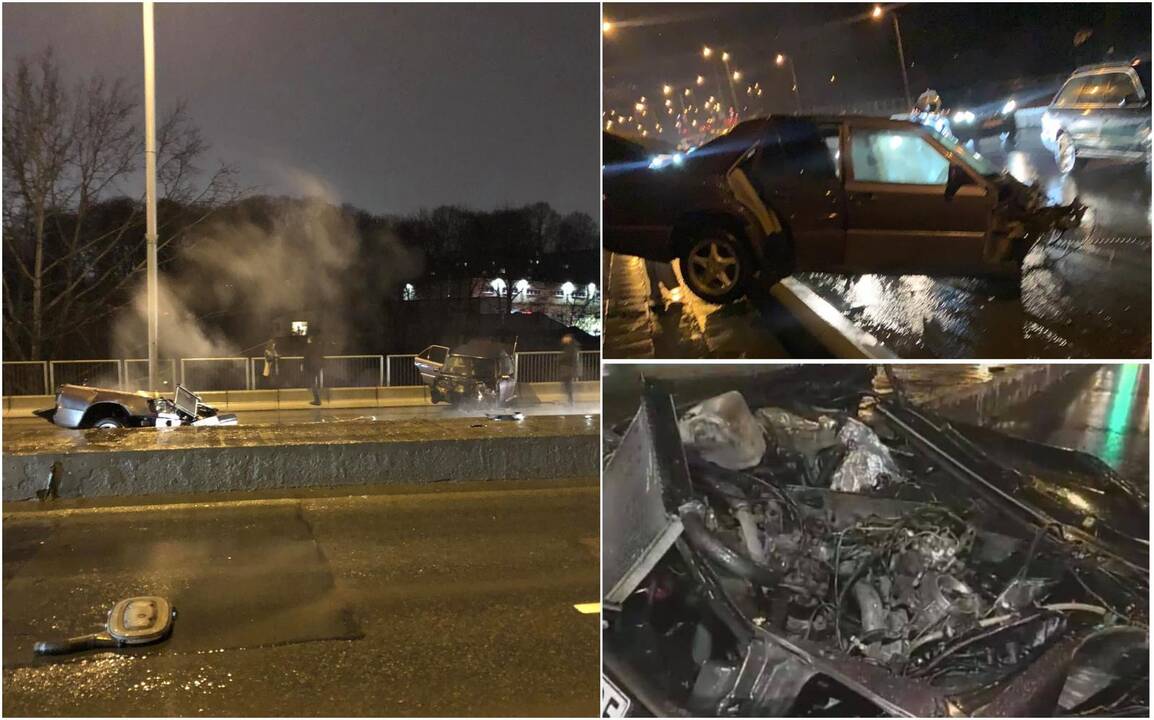 Šiurpi avarija sostinėje: „Mercedes-Benz“ tarsi lūžo pusiau, pabiro nuolaužos