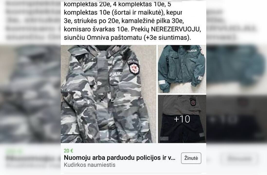 Suglumino internete parduodamos pareigūnų uniformos: ar tai legalu?