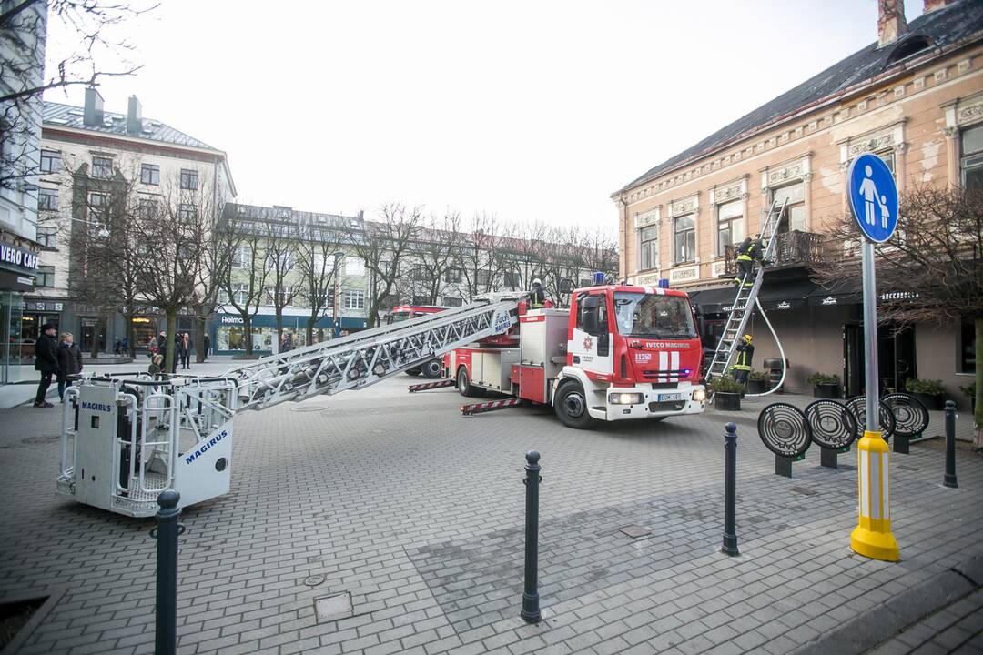 Laisvės alėjoje – gausios ugniagesių pajėgos