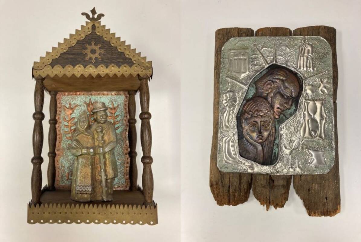 Objektai: A.Šuliausko kūrinių parodoje pristatomos kalinėto metalo technika sukurtos kompozicijos.