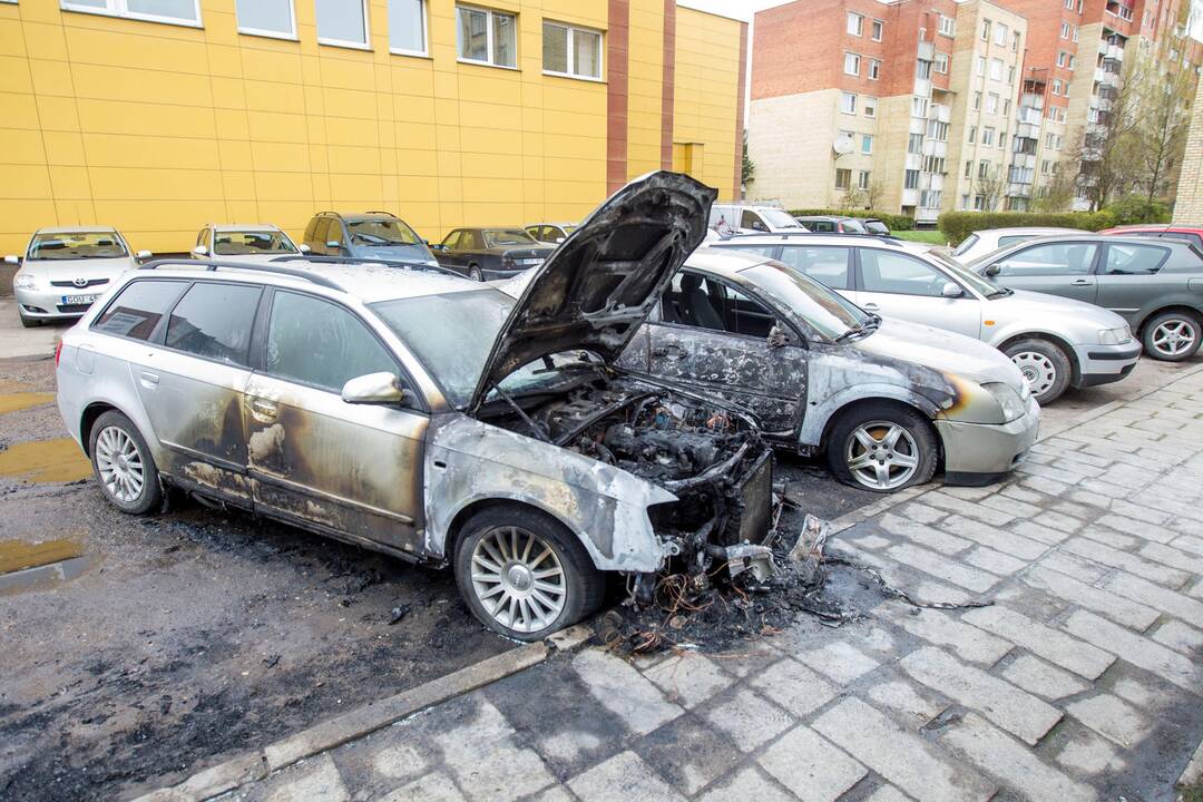 Dubingių gatvėje degė automobiliai