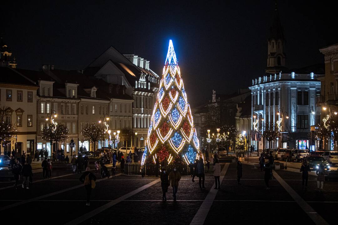 Sostinės Rotušės aikštėje įžiebta Kalėdų eglė