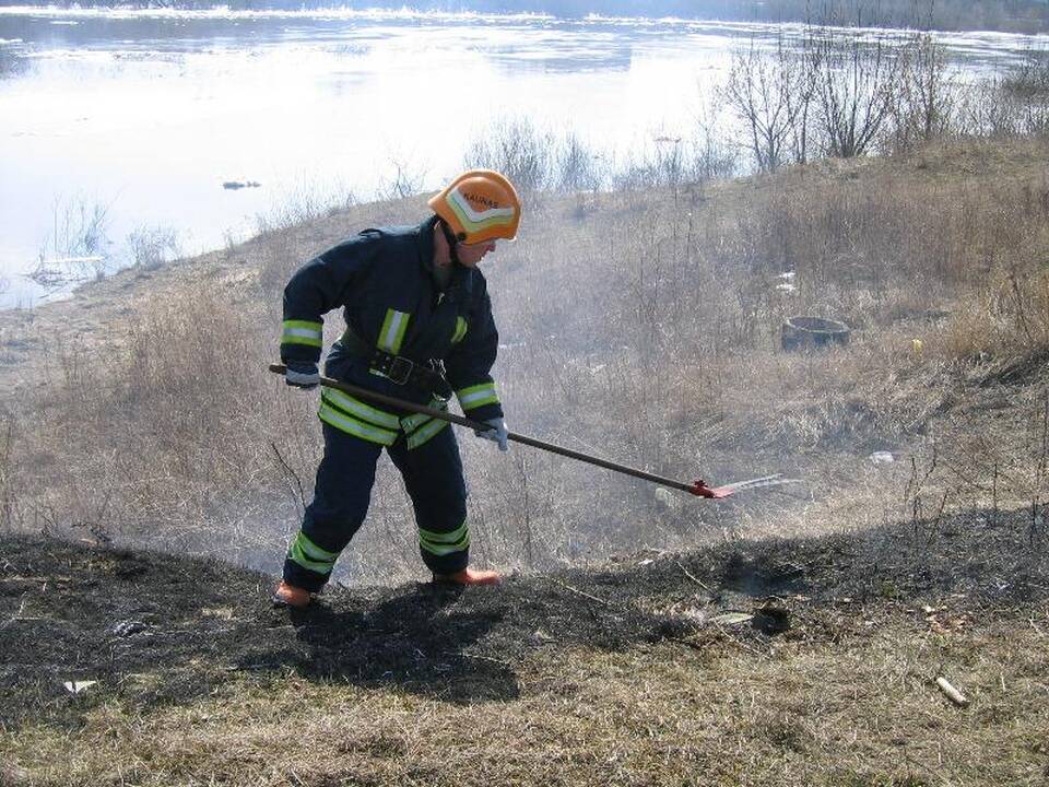 Ugniagesiai vos spėja gesinti degančią žolę, kaltųjų – nė vieno