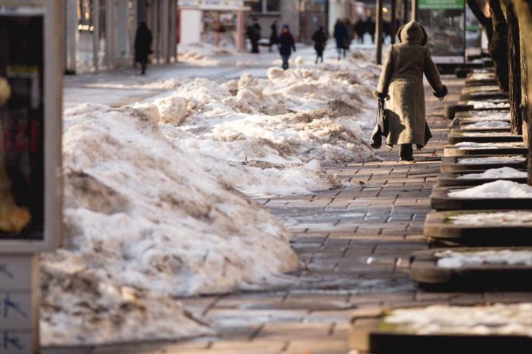 Purvini sniego kalnai Laisvės alėjoje valdininkams akių nebado