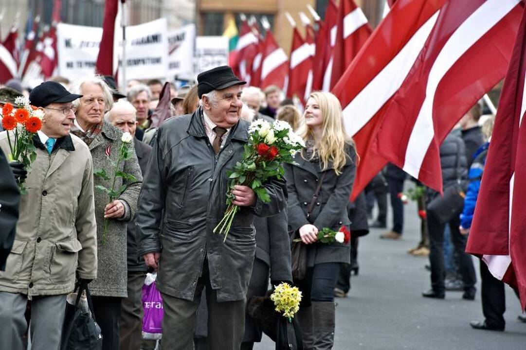 Latvių SS legiono veteranų eitynės Rygoje baigėsi taikiai
