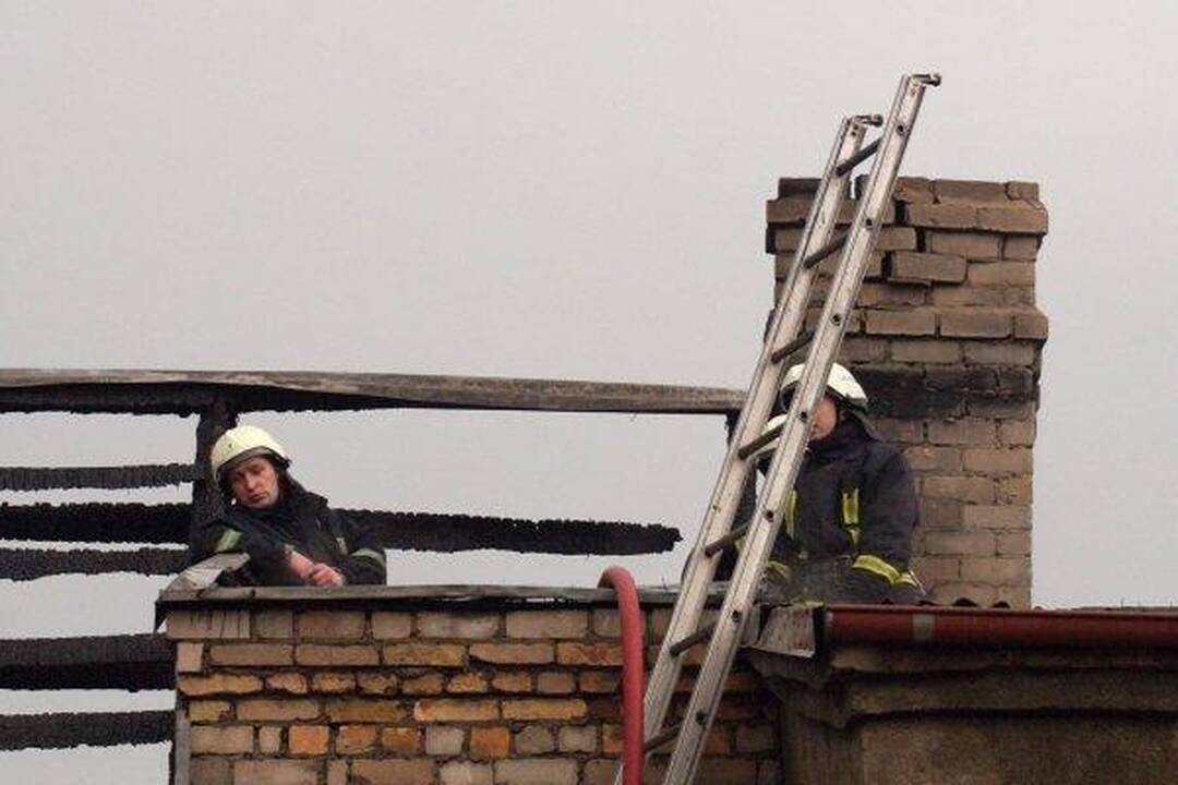 Vilniuje žaibas padegė namą
