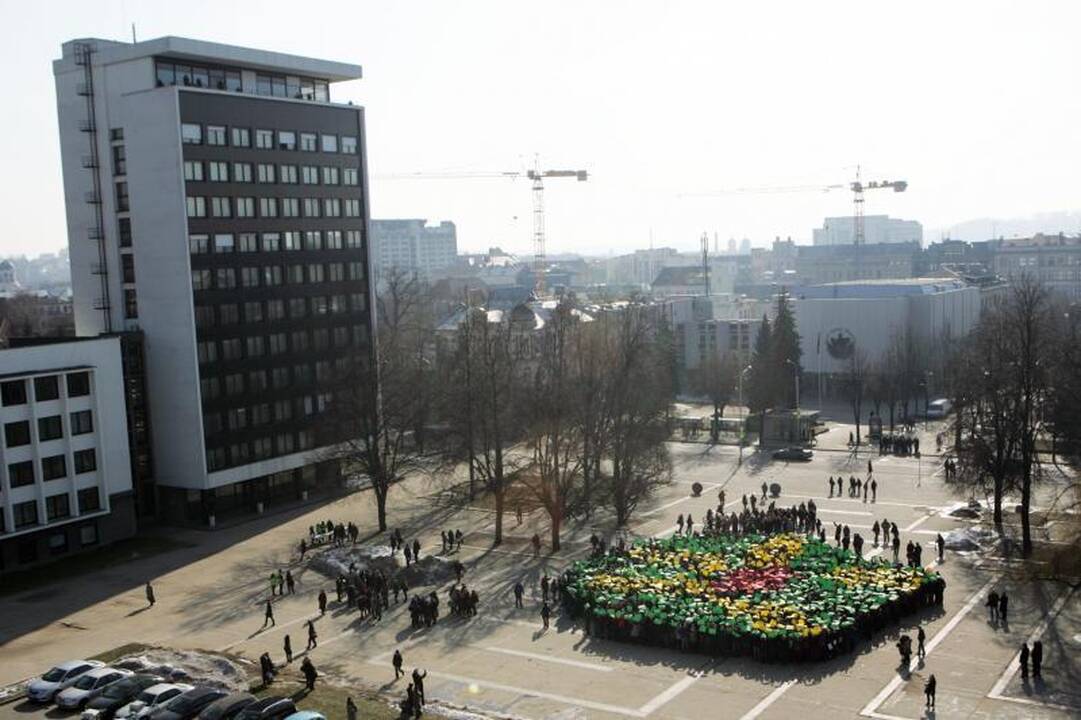 Vienybės aikštėje pražydo trispalvis žiedas