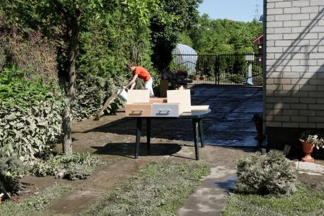 Liūtis Kaune: vanduo Amaliuose per tvorą išmėtė malkas