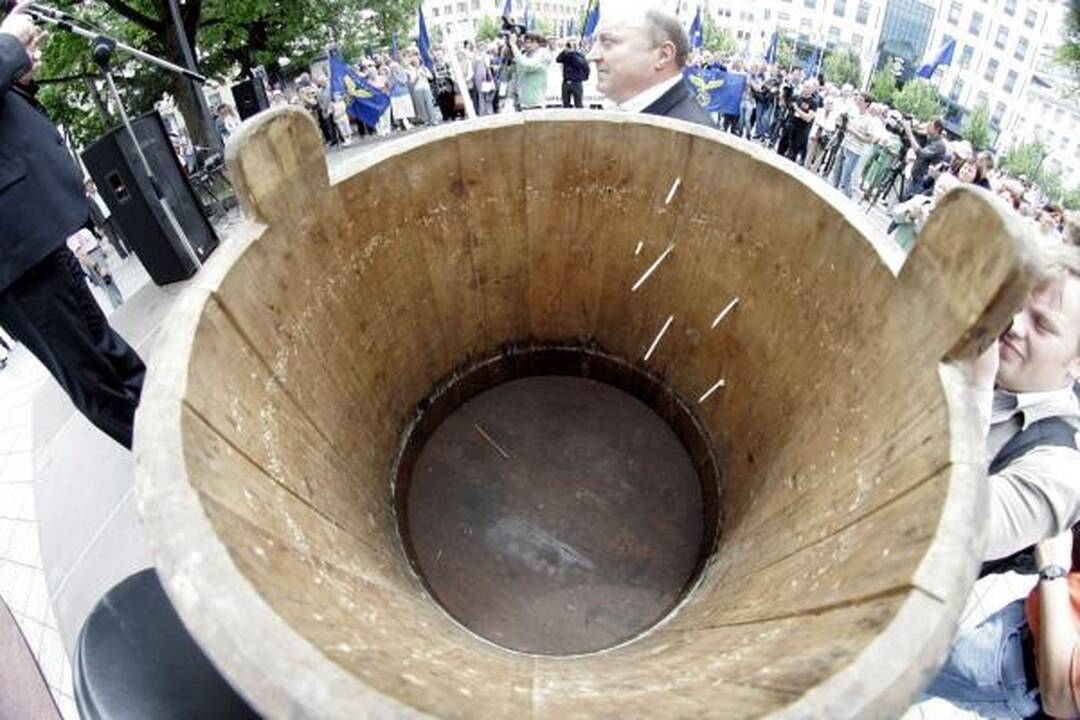 Mitinge Vilniuje valdžia kritikuota kaukšint plaktuku
