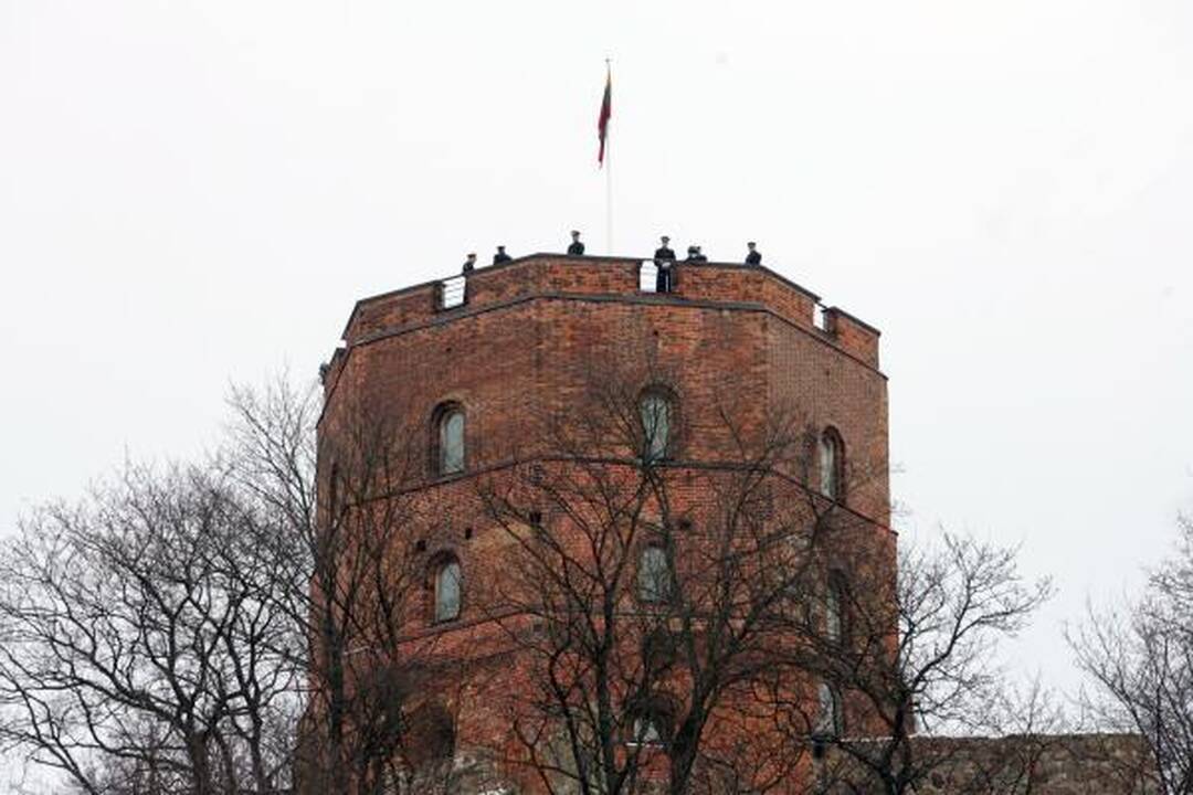 Pirmąją naujų metų dieną Gedimino kalne suplevėsavo 2010 metų trispalvė 