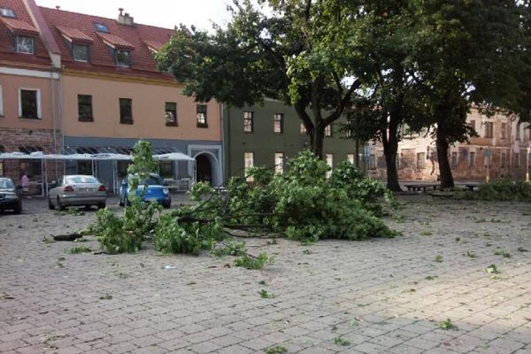 Sekmadienio naktį miestą nusiaubė audra (papildyta)