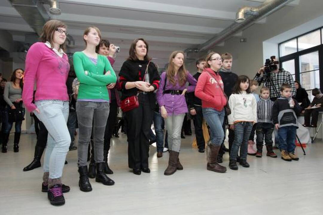Iš diržų menininkai nupynė sūpuokles, drugelį, sraigę ir pastatė fotosieną