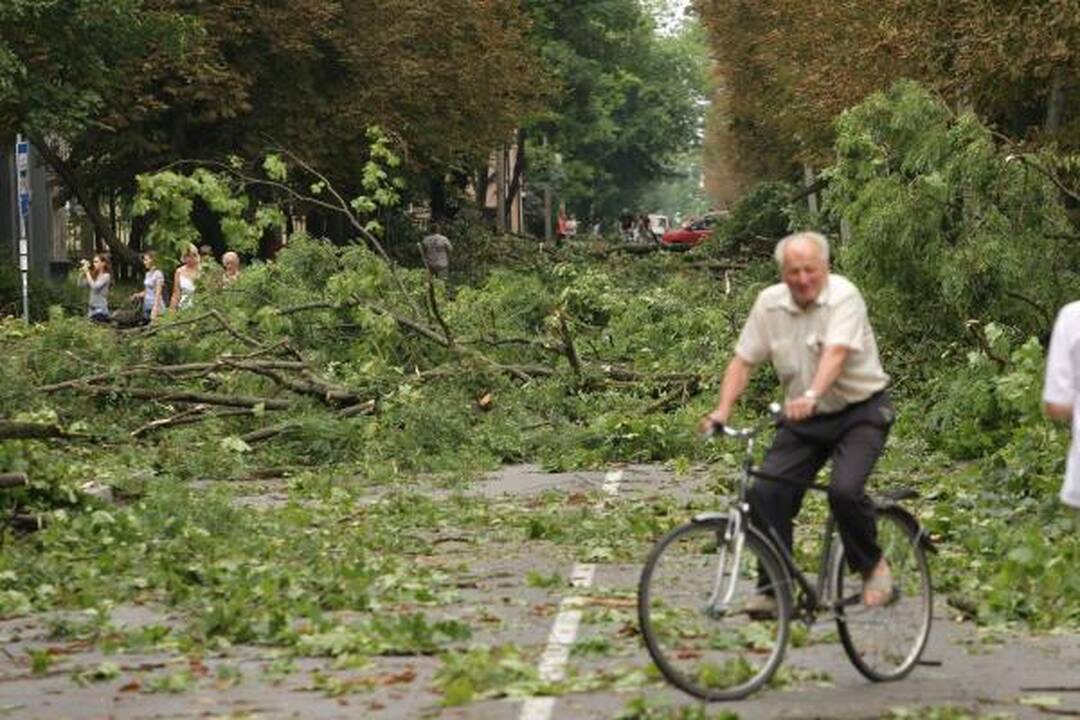 Sekmadienio naktį miestą nusiaubė audra (papildyta)