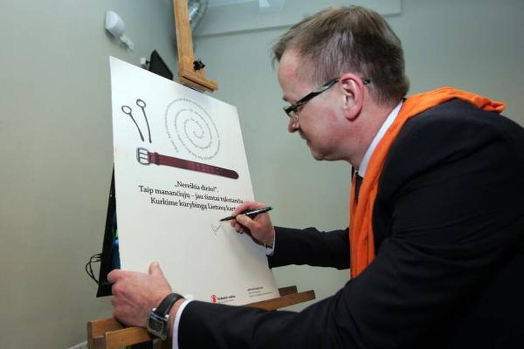 Iš diržų menininkai nupynė sūpuokles, drugelį, sraigę ir pastatė fotosieną