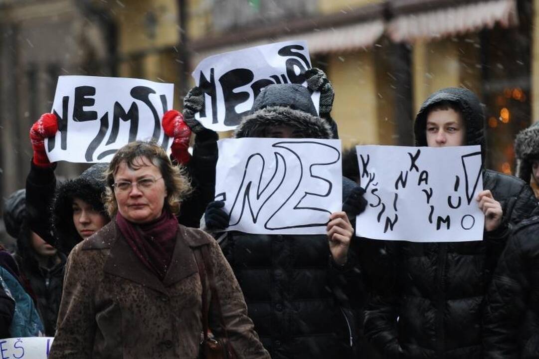 Kaune moksleiviai garsiai šaukė: kyšiams – ne!