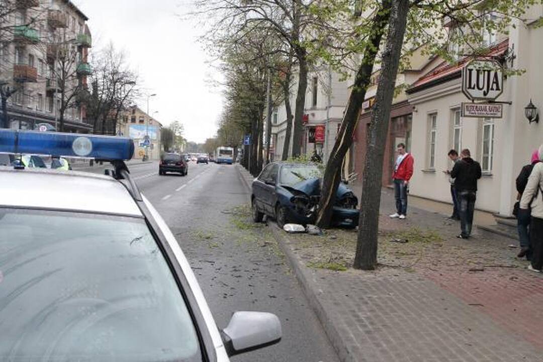 Automobilis rėžėsi į medį