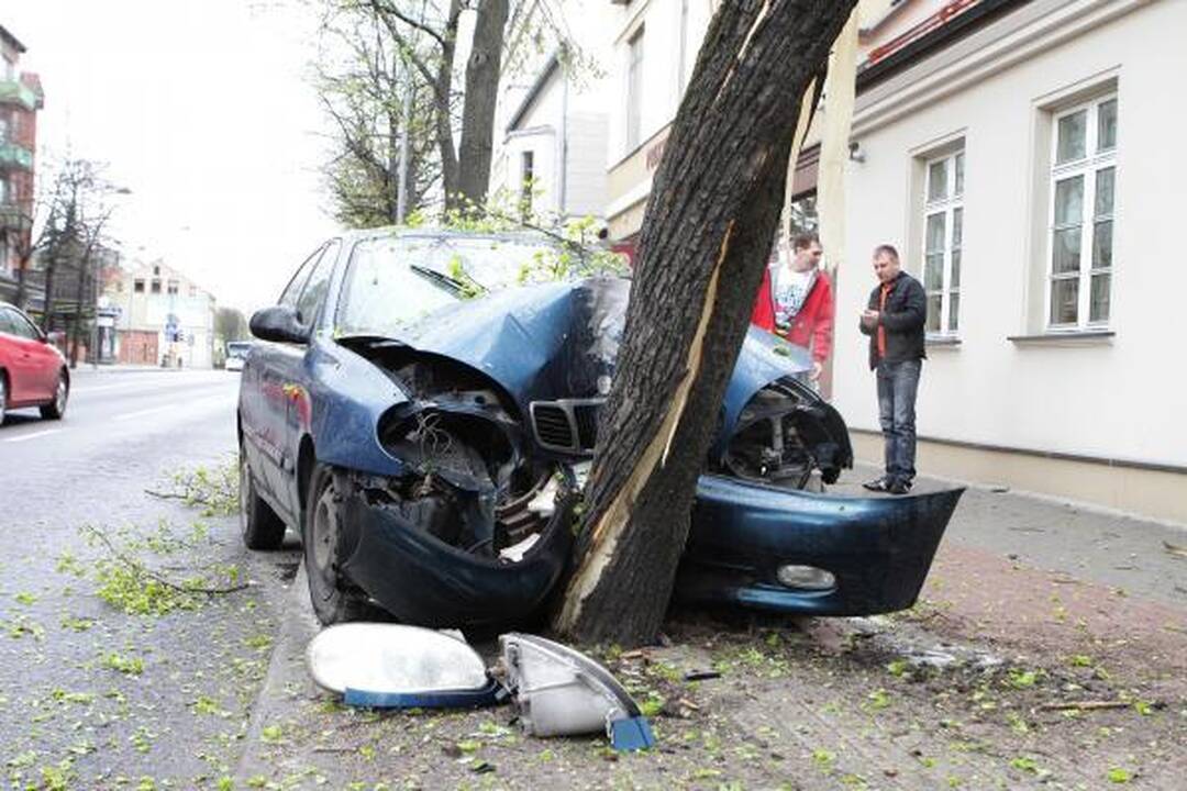 Automobilis rėžėsi į medį