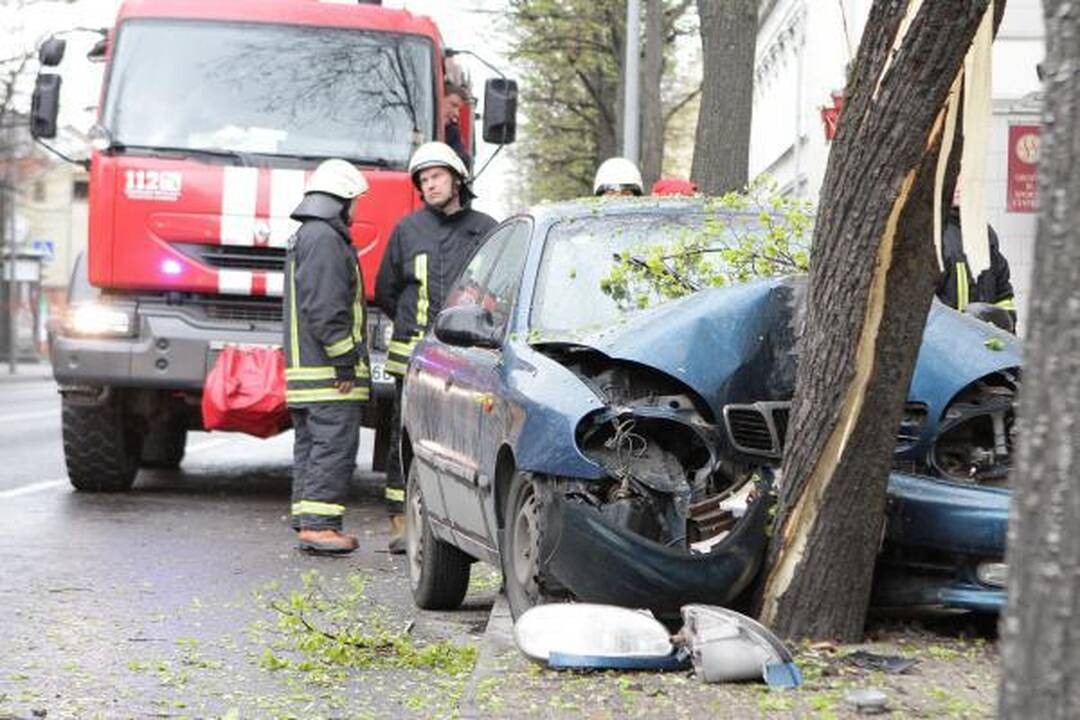 Automobilis rėžėsi į medį