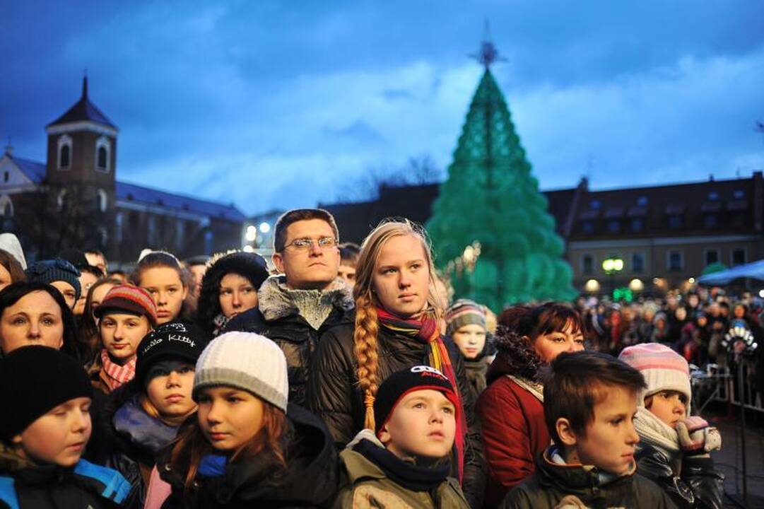 Kaune sužėrėjo smaragdinė Kalėdų eglė   