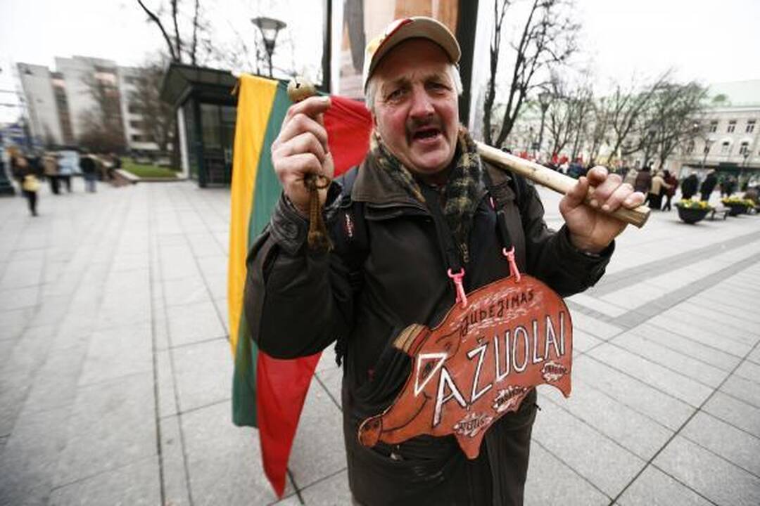 Mitinge prieš šilumos kainas - provokatoriai su "Gazprom" vėliavomis