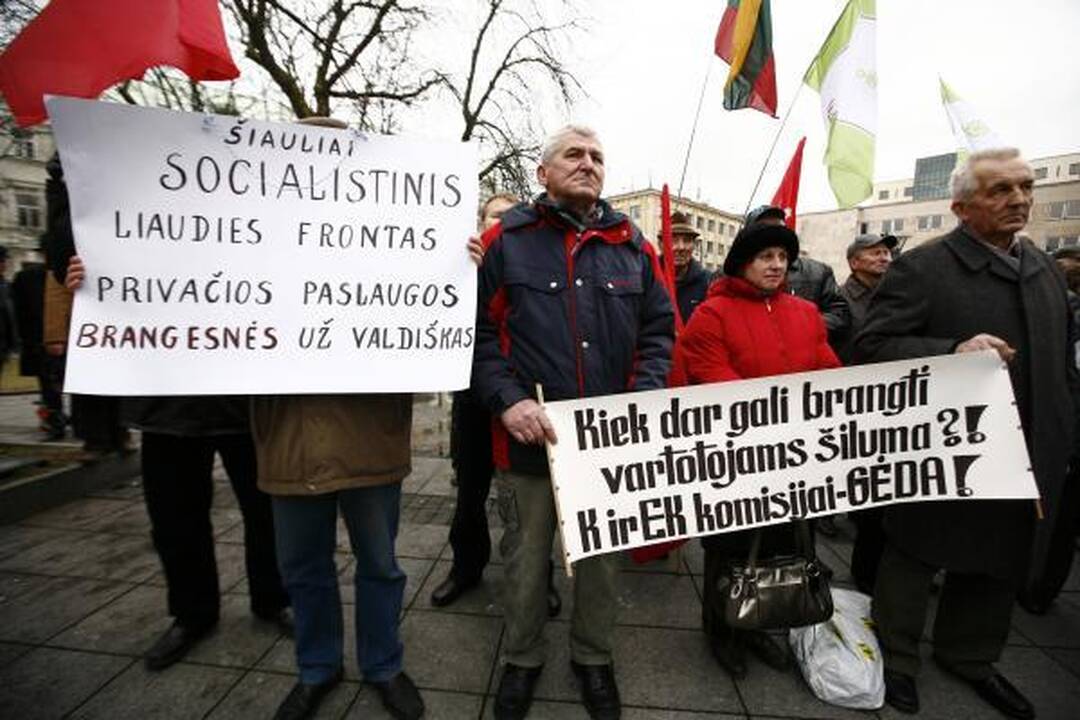 Mitinge prieš šilumos kainas - provokatoriai su "Gazprom" vėliavomis