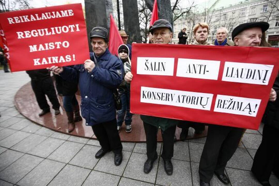 Mitinge prieš šilumos kainas - provokatoriai su "Gazprom" vėliavomis