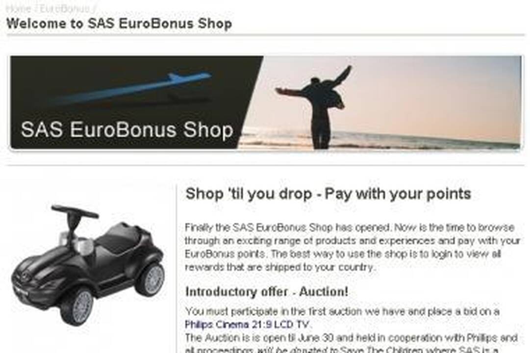 SAS pristato  „EuroBonus“ parduotuvę internete