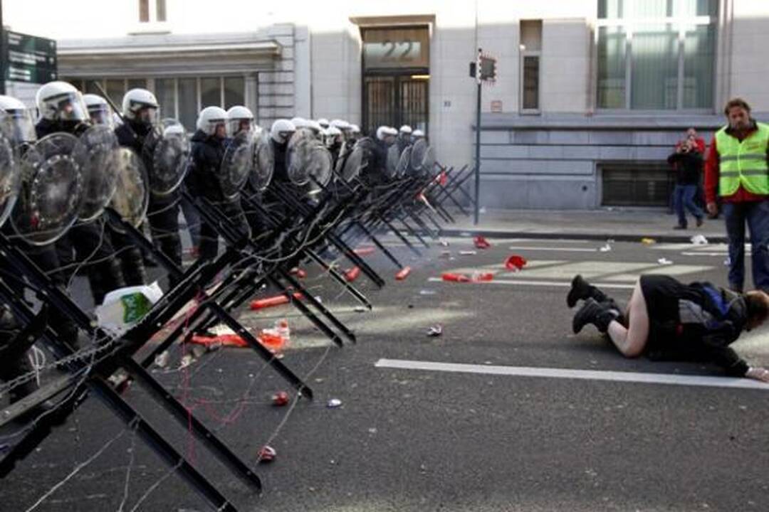 Daugelis Briuselio rajonų užblokuoti dėl protesto akcijų